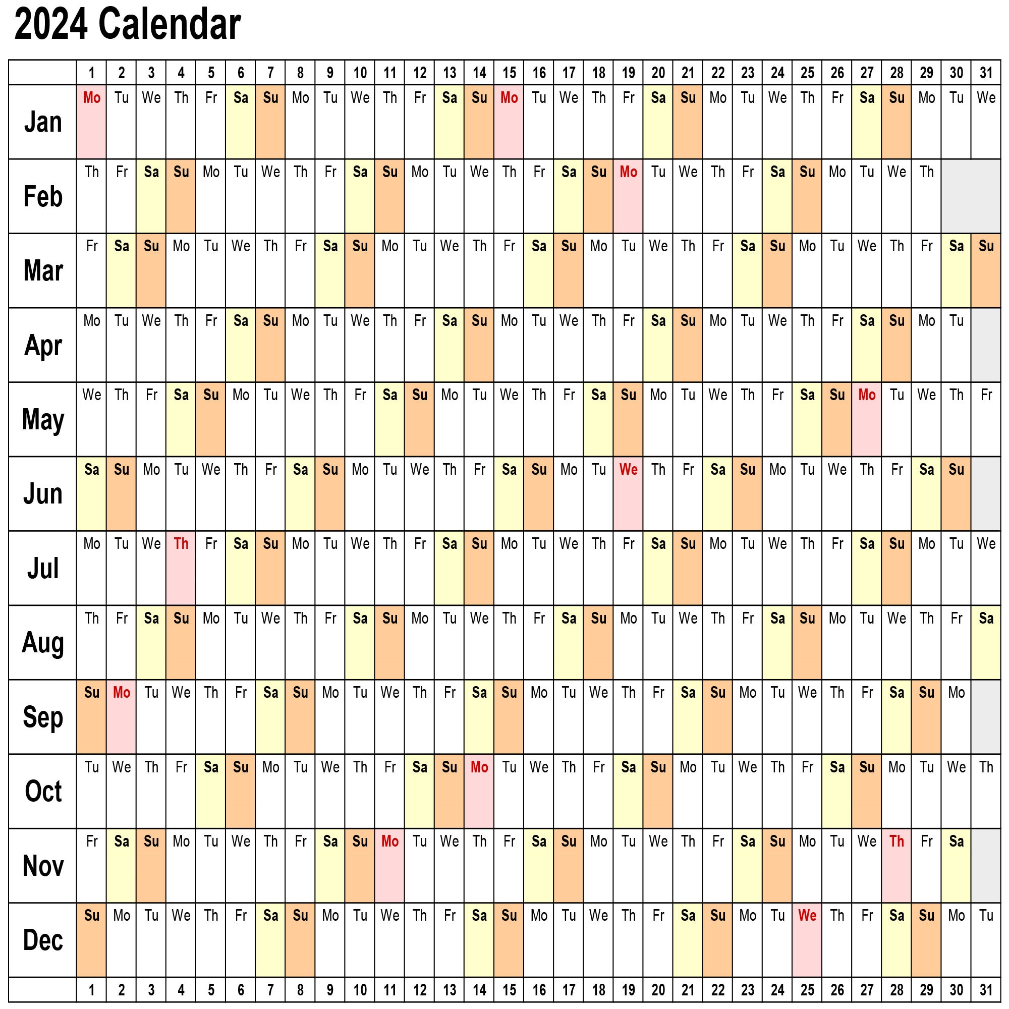 2025-2026 Calendar Lanscape 2 Pages Printable Linear Excel