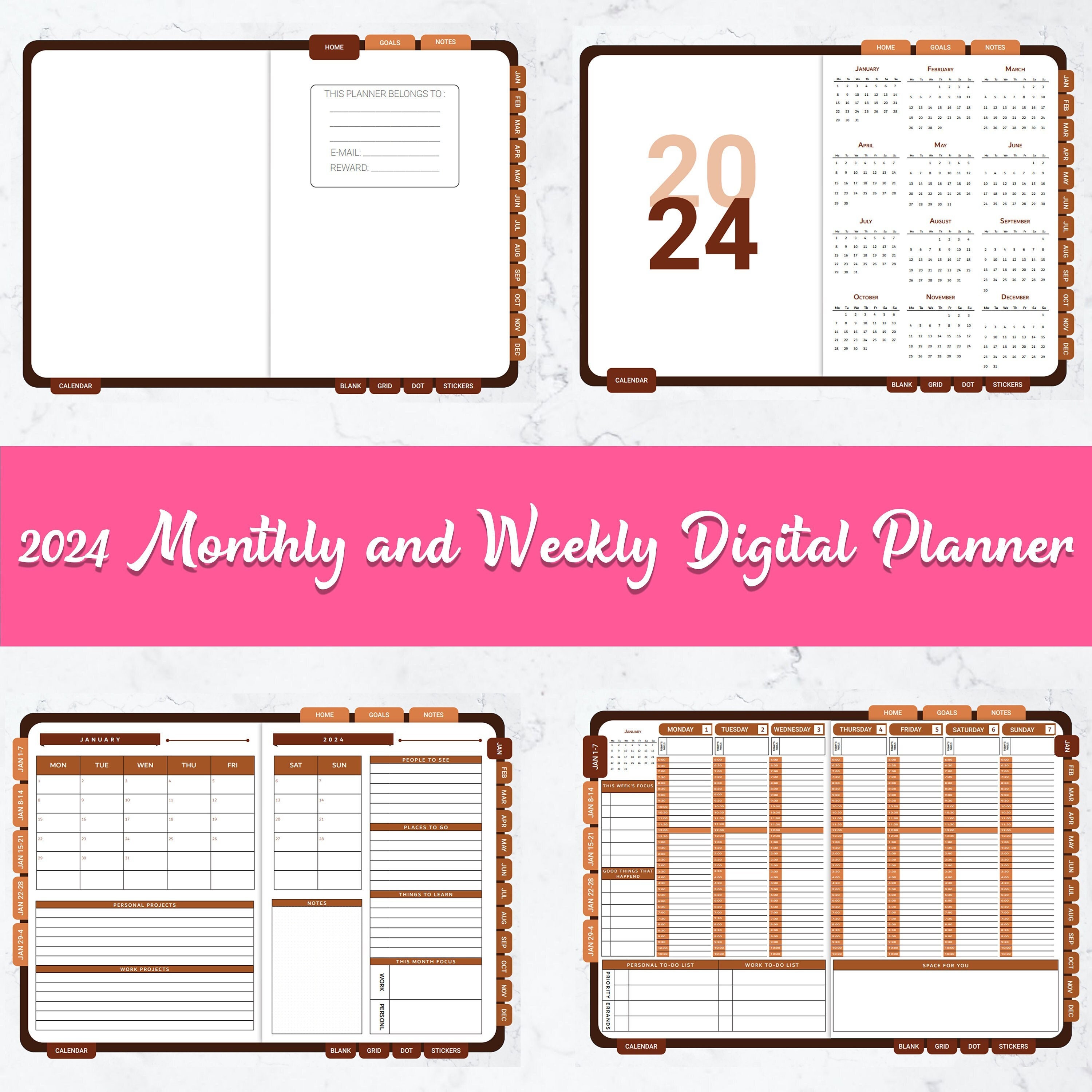 2025-2026 Minimal Digital Planner, Goodnotes Planner, Weekly Planner, Ipad Planner, Goodnotes Template
