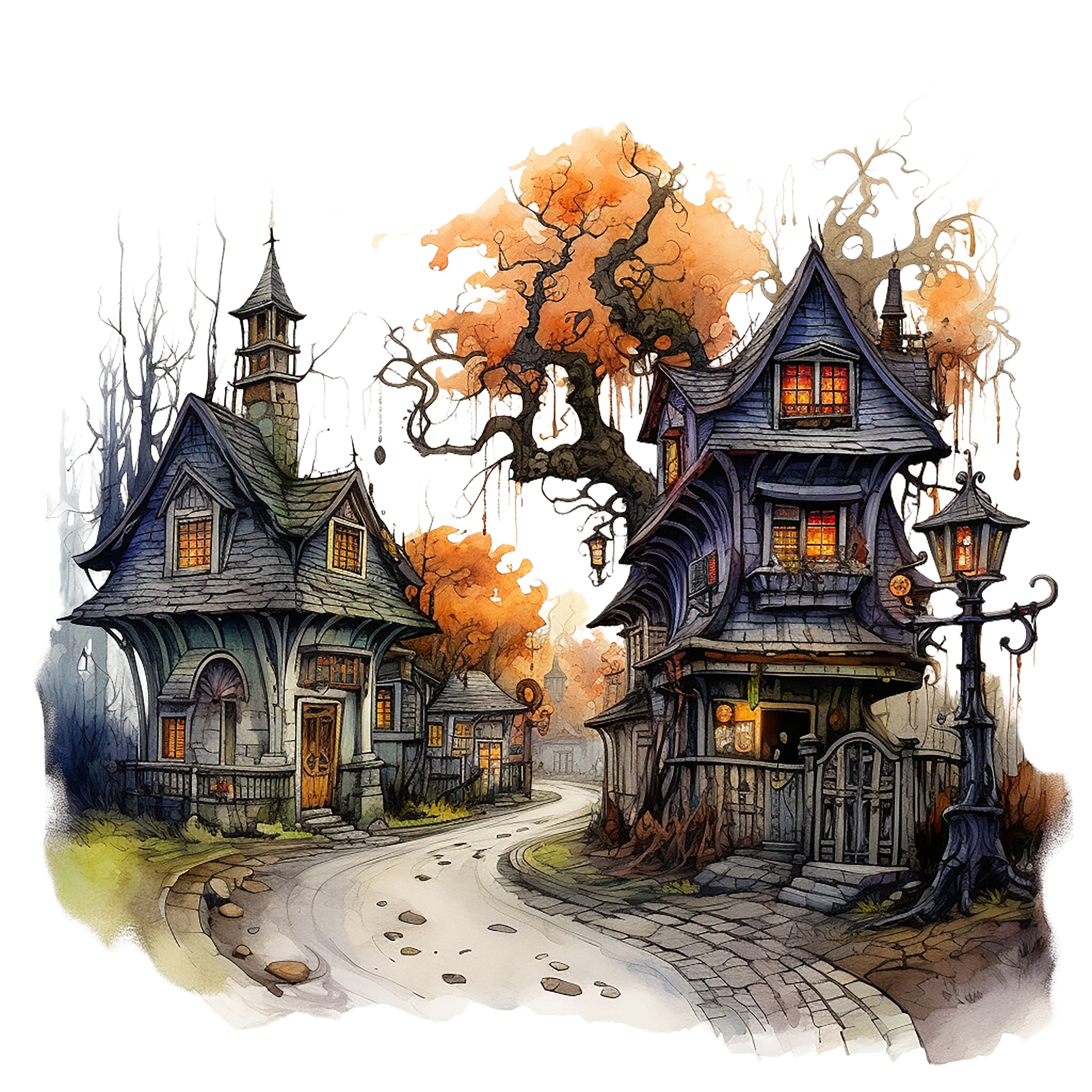 Halloween Town Wall Art - Spooky & Fun Holiday Decor Prints