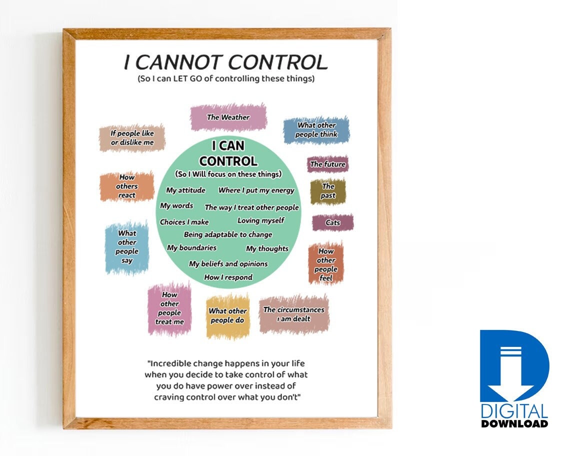 Things I Can Control Poster - Mental Health Circle of Control - 2
