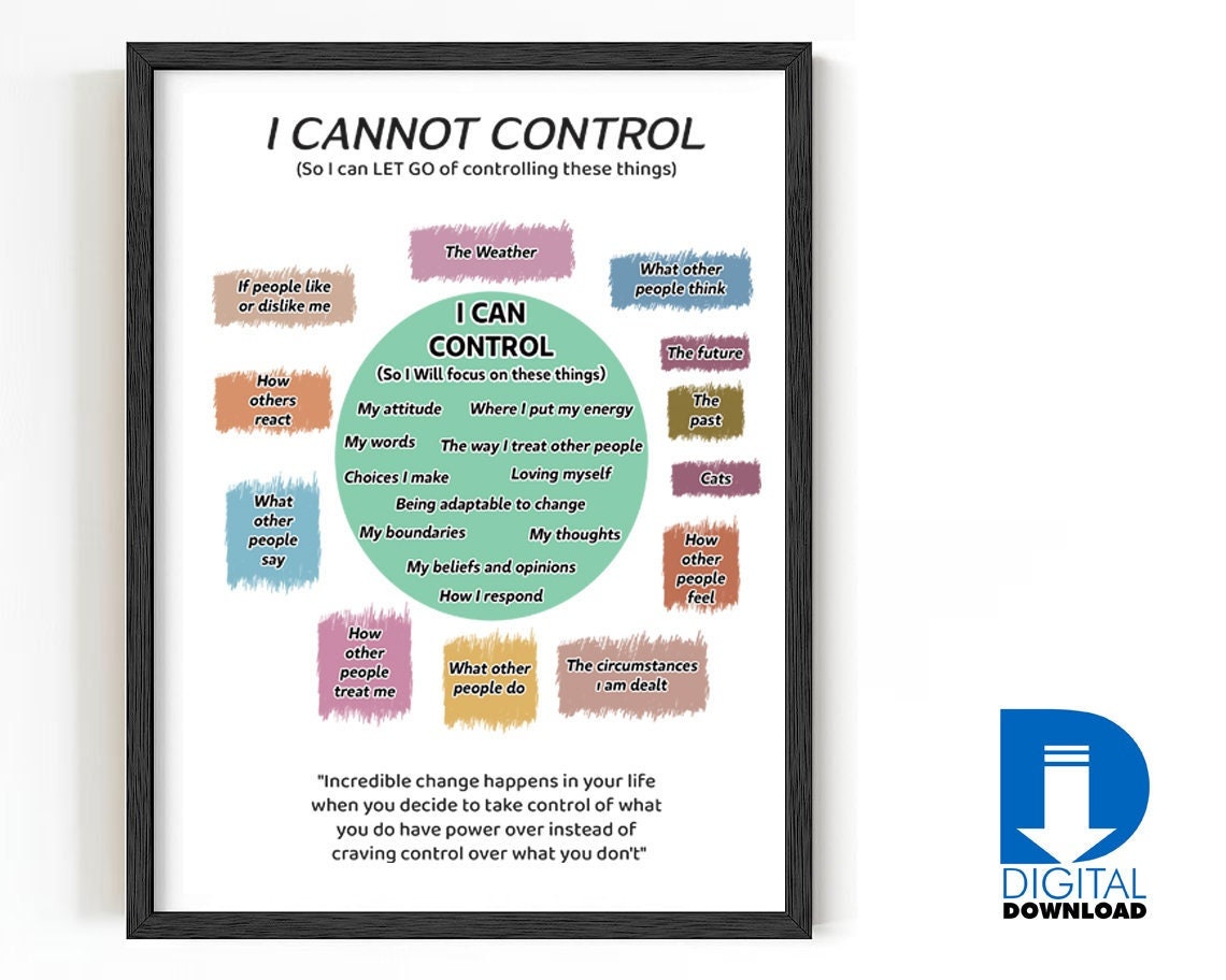 Things I Can Control Poster - Mental Health Circle of Control - 5