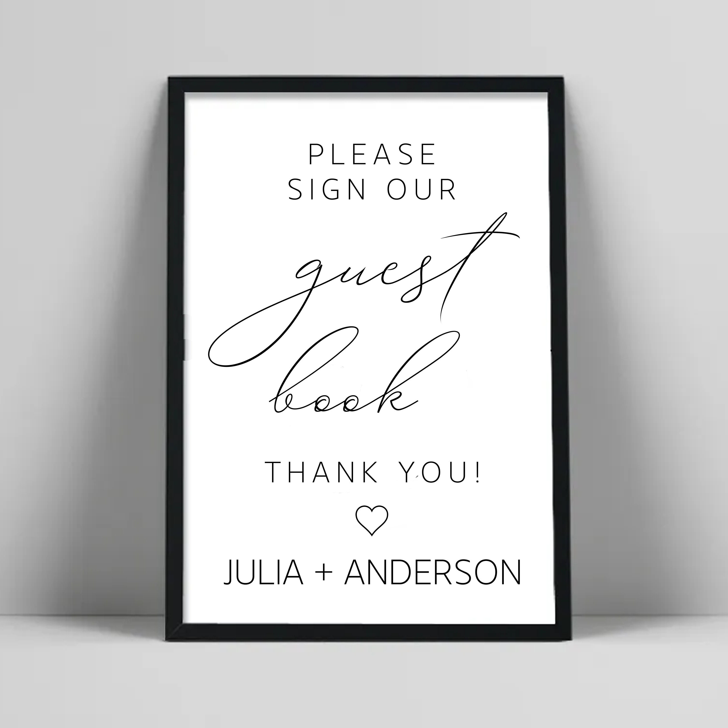 Minimalist Guest Book Sign Printable, Elegant Sign Our Guestbook Sign, Modern Script Wedding Guest Book Table Sign