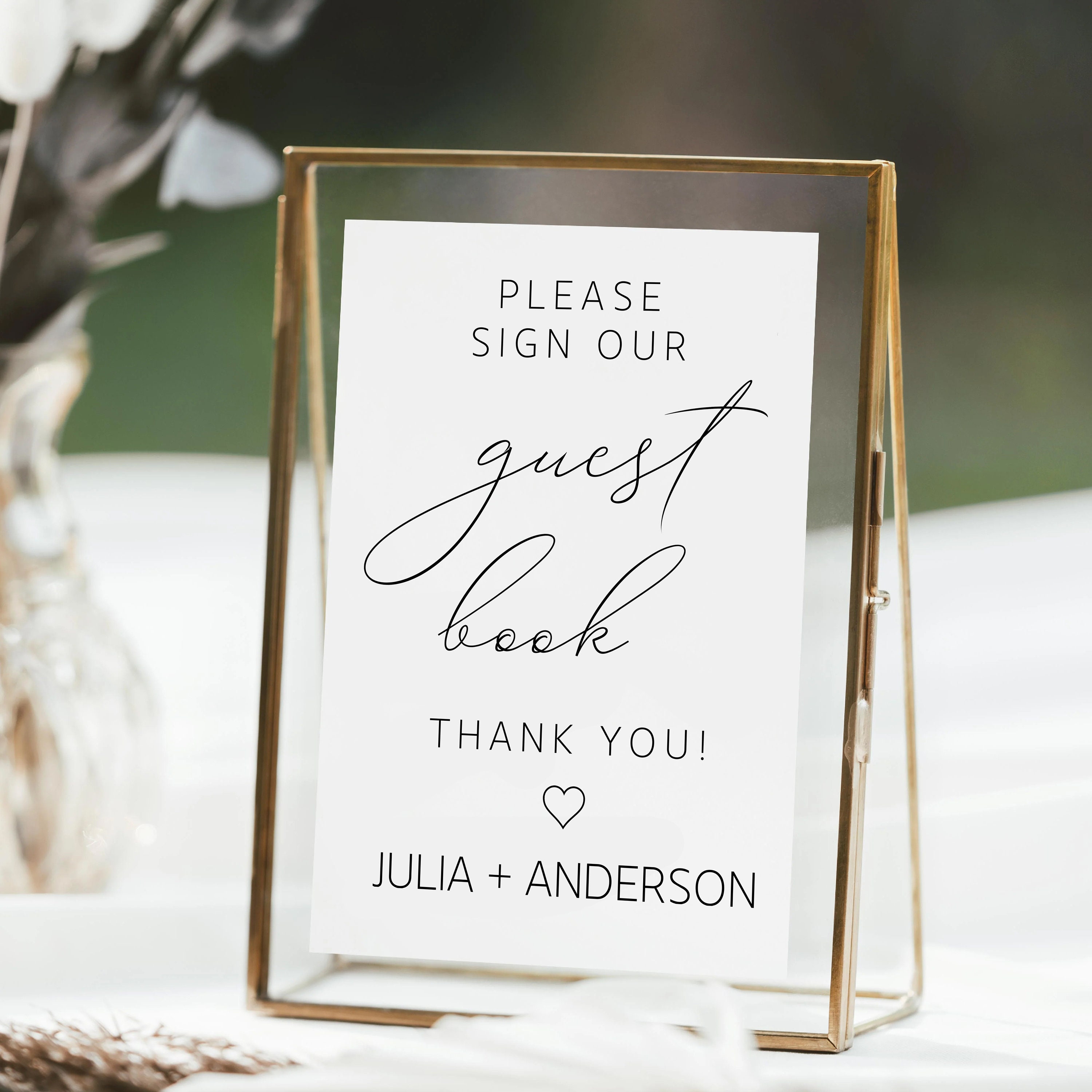 Minimalist Guest Book Sign Printable, Elegant Sign Our Guestbook Sign, Modern Script Wedding Guest Book Table Sign - 3