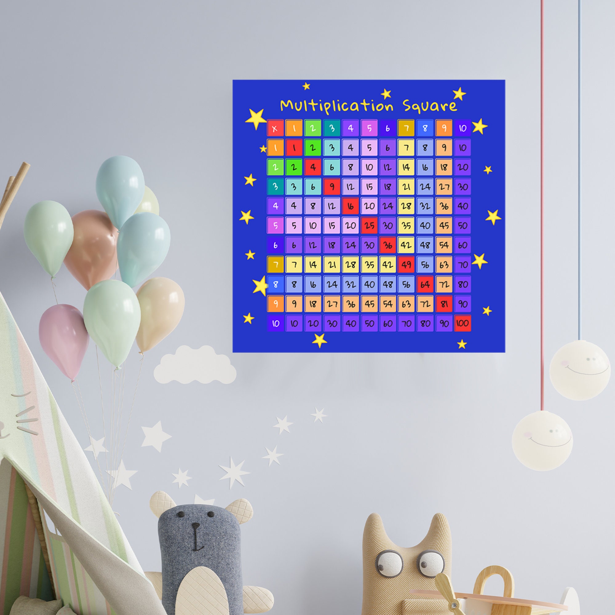 Preschool Math Poster - Multiplication Table & Nursery Print - 2