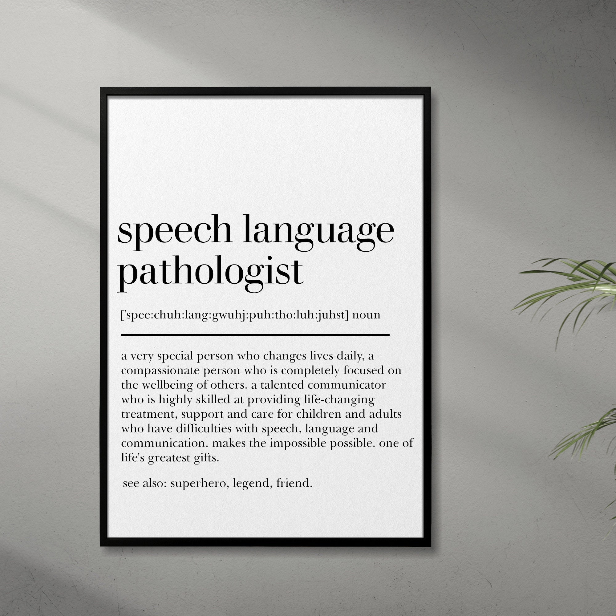 Speech Language Pathologist Definition Print - Therapist Gift for Graduation and Wall Decor