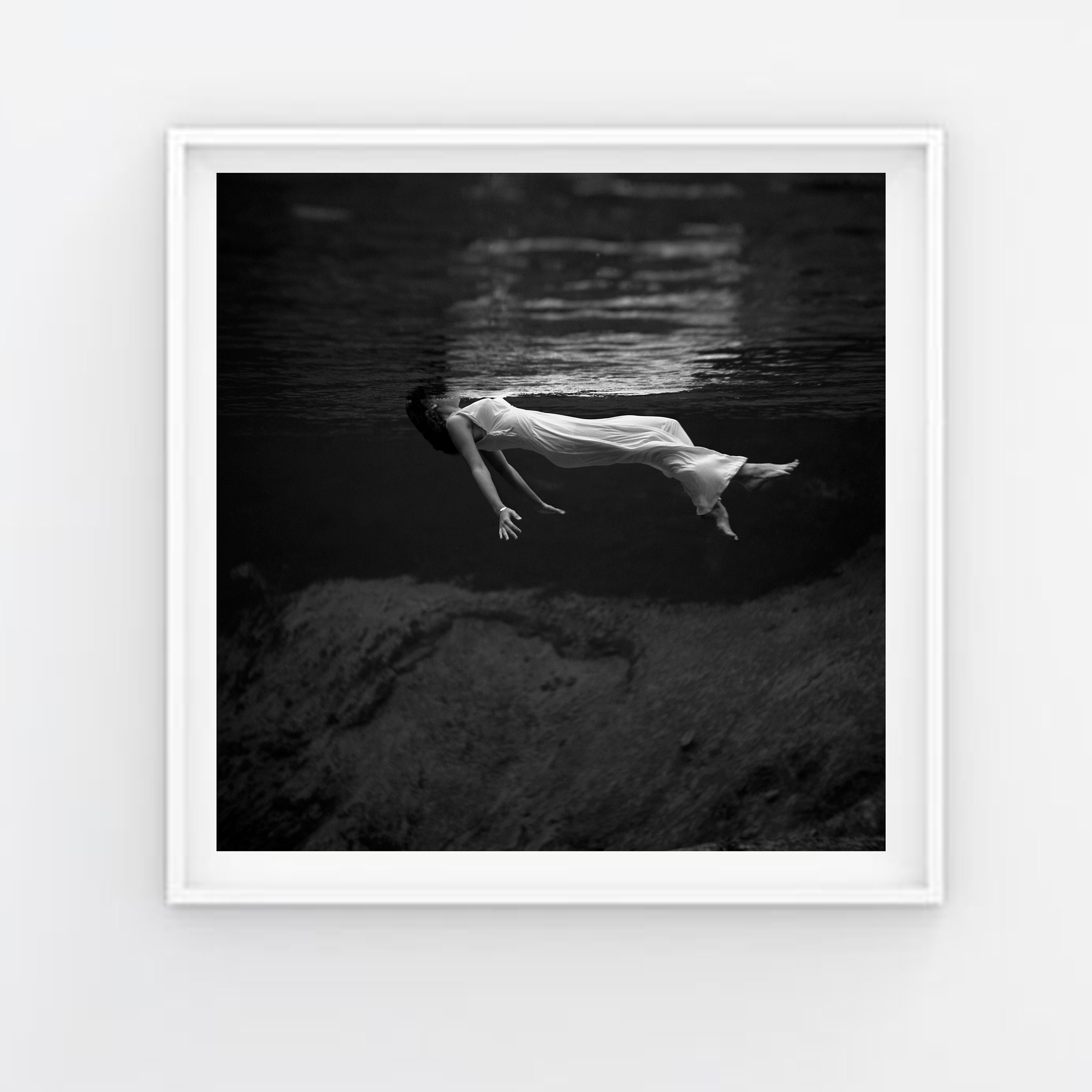 Timeless Beauty: Black and White Woman in Water - 3