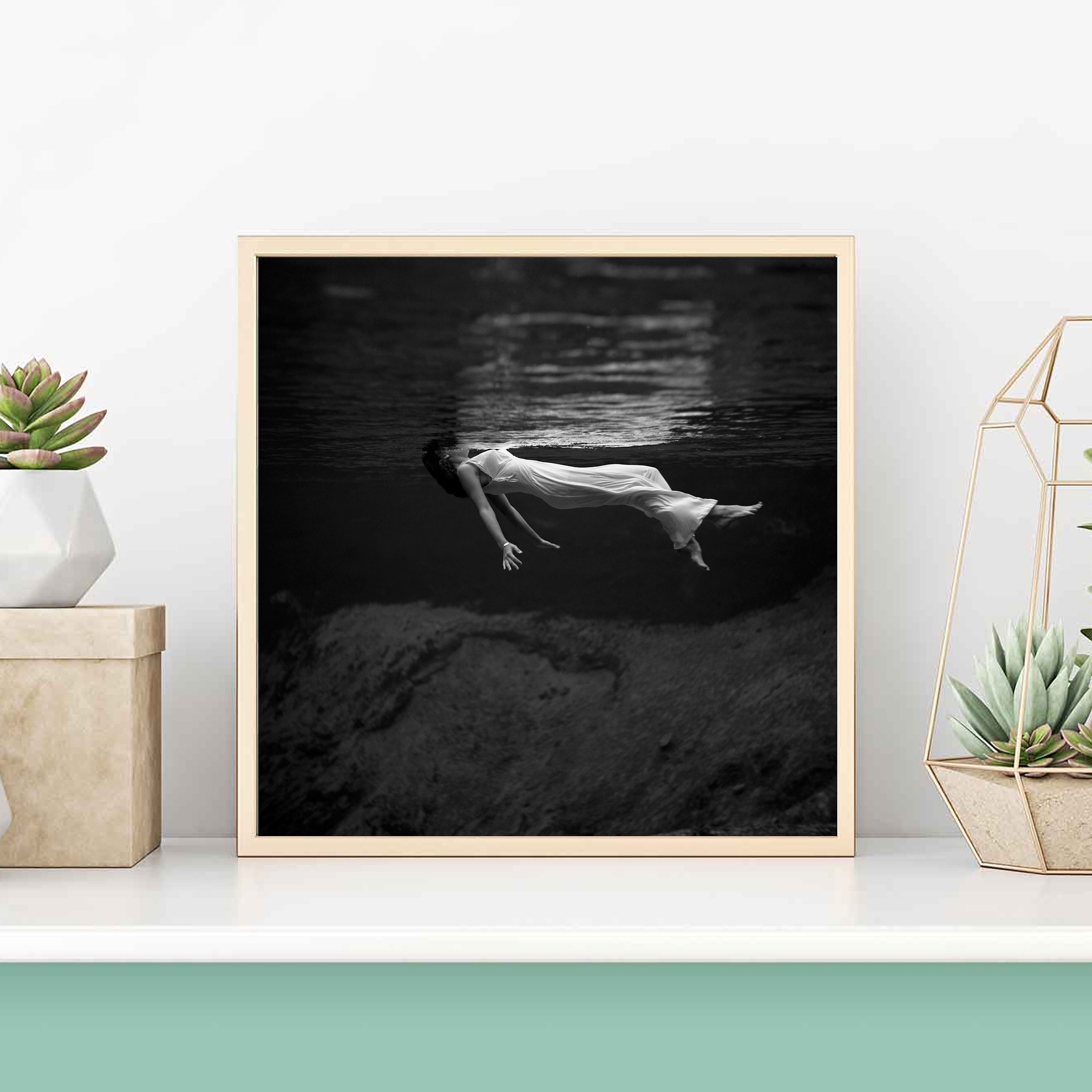 Timeless Beauty: Black and White Woman in Water - 4