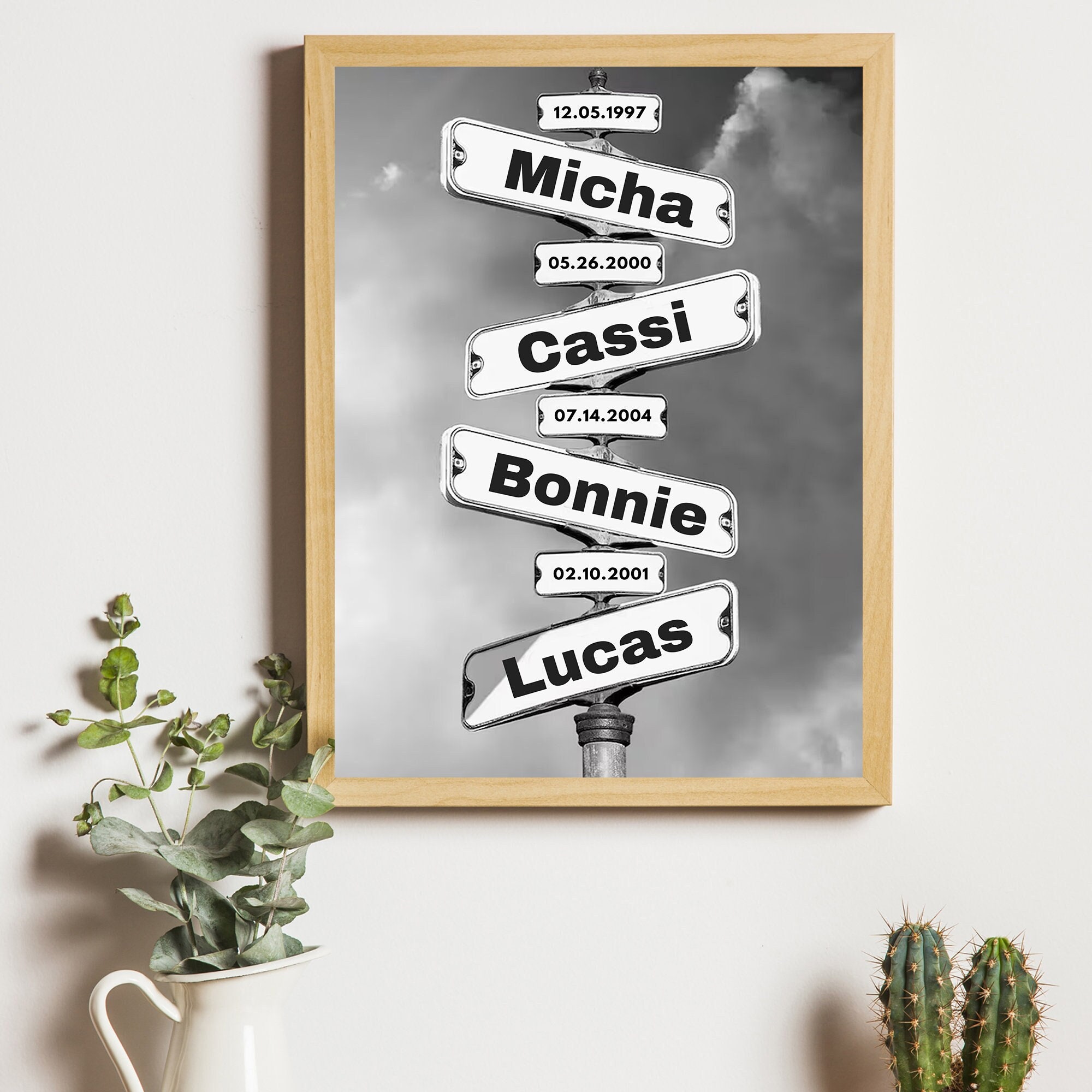 Vintage Street Sign - Personalized Family Names & Date Canvas