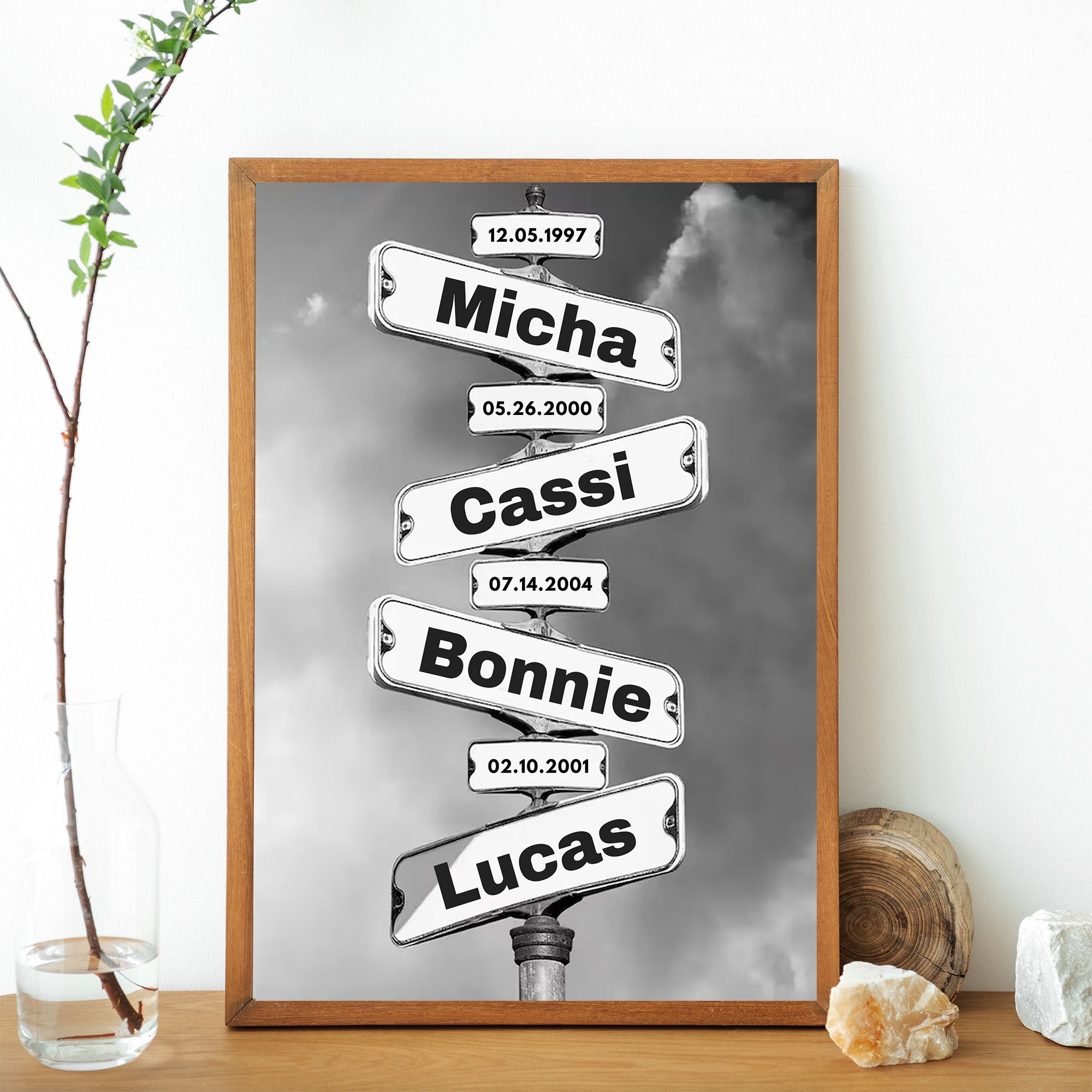 Vintage Street Sign - Personalized Family Names & Date Canvas - 2