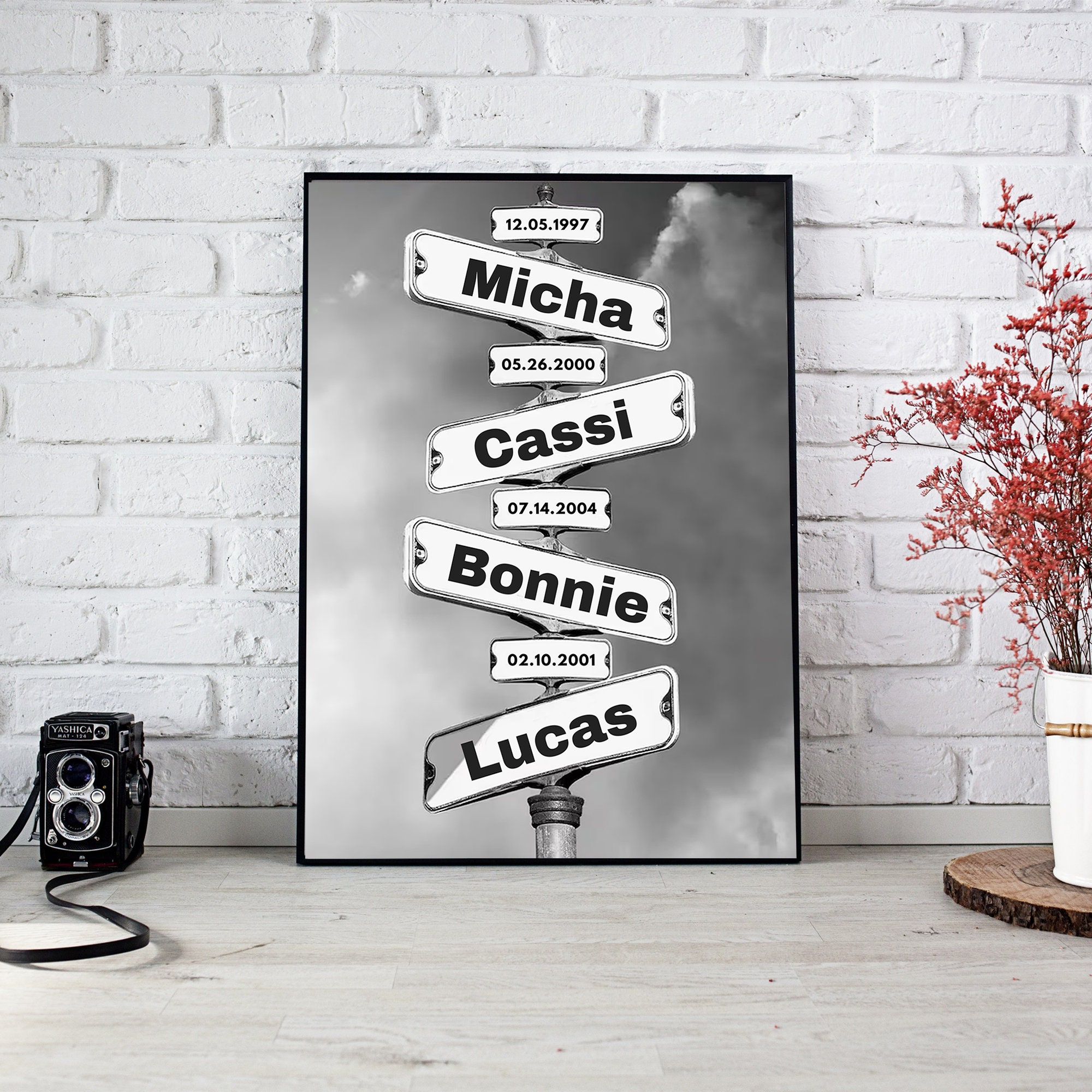 Vintage Street Sign - Personalized Family Names & Date Canvas - 4