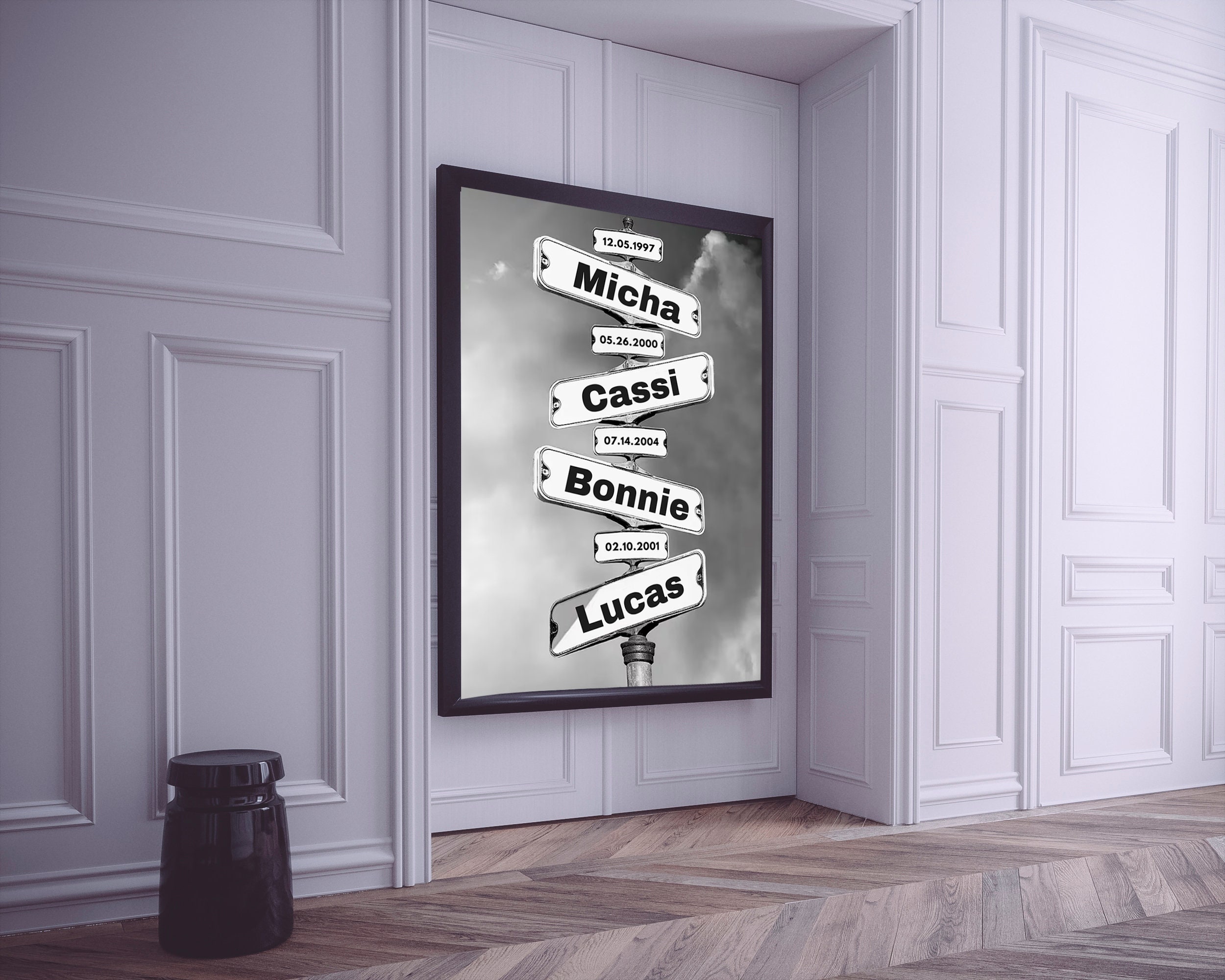 Vintage Street Sign - Personalized Family Names & Date Canvas - 5