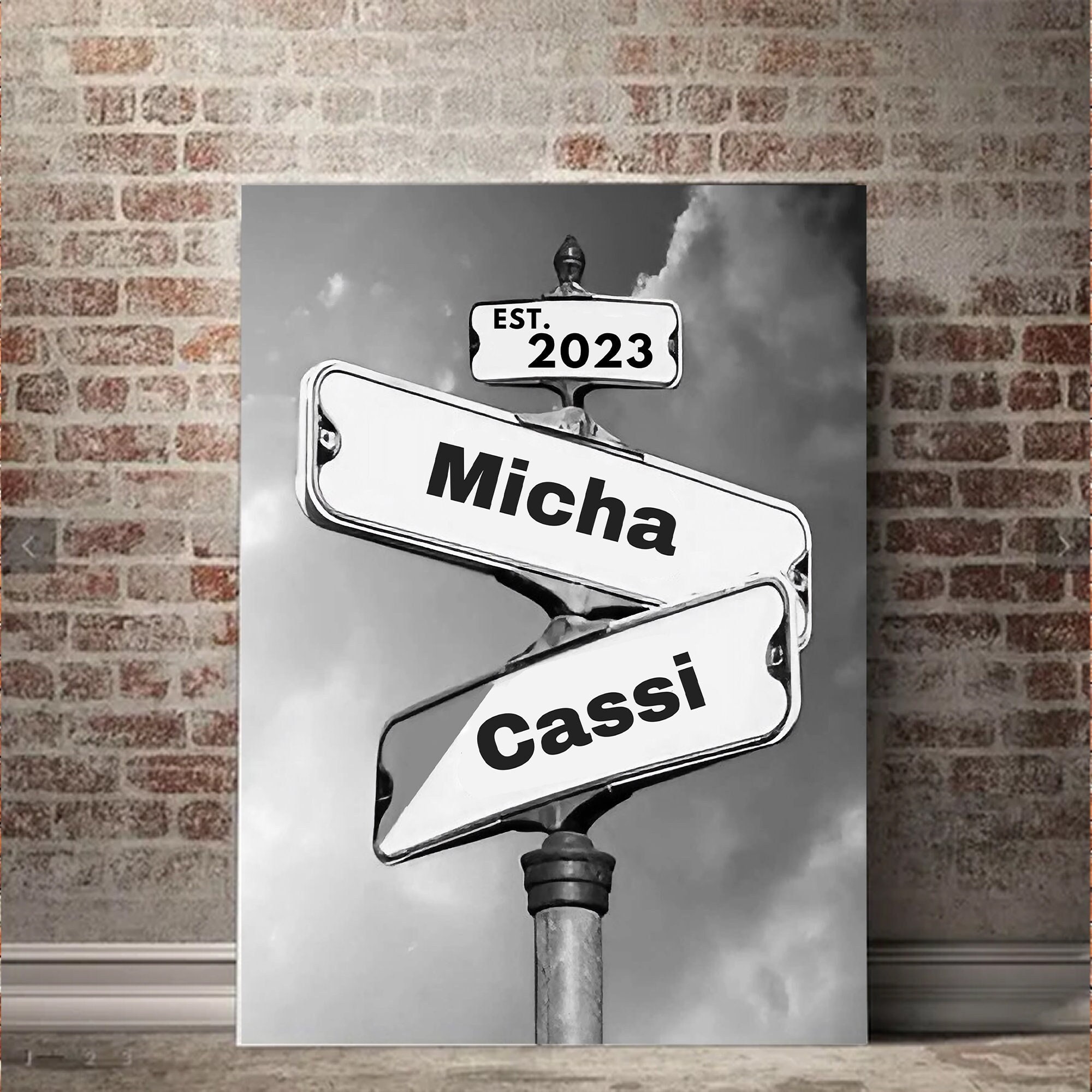 Vintage Street Sign, Unique Anniversary & Wedding Canvas, Perfect Newlywed Gift for Couple