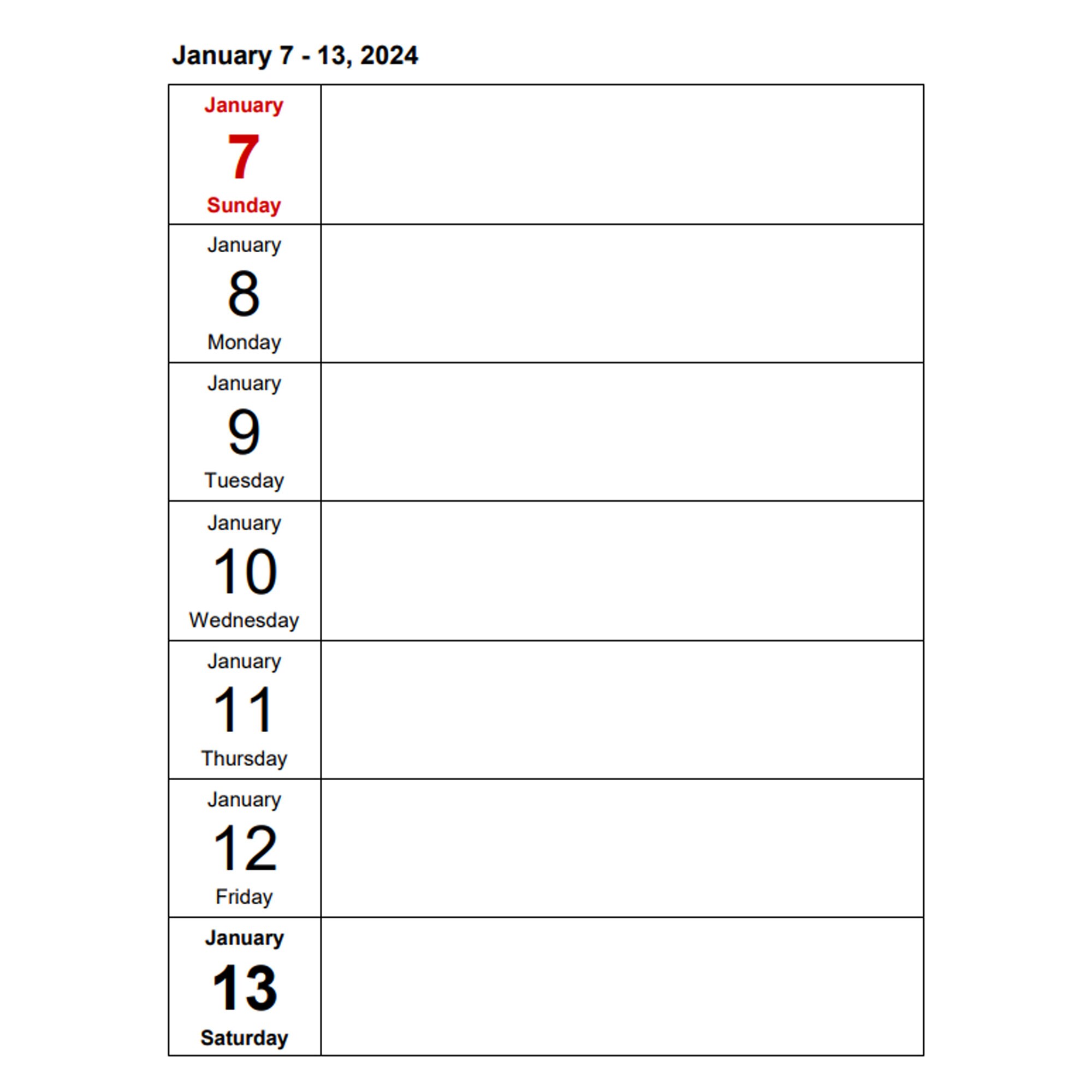 Weekly Calendar 2025-2026 Portrait Days Vertically - 2