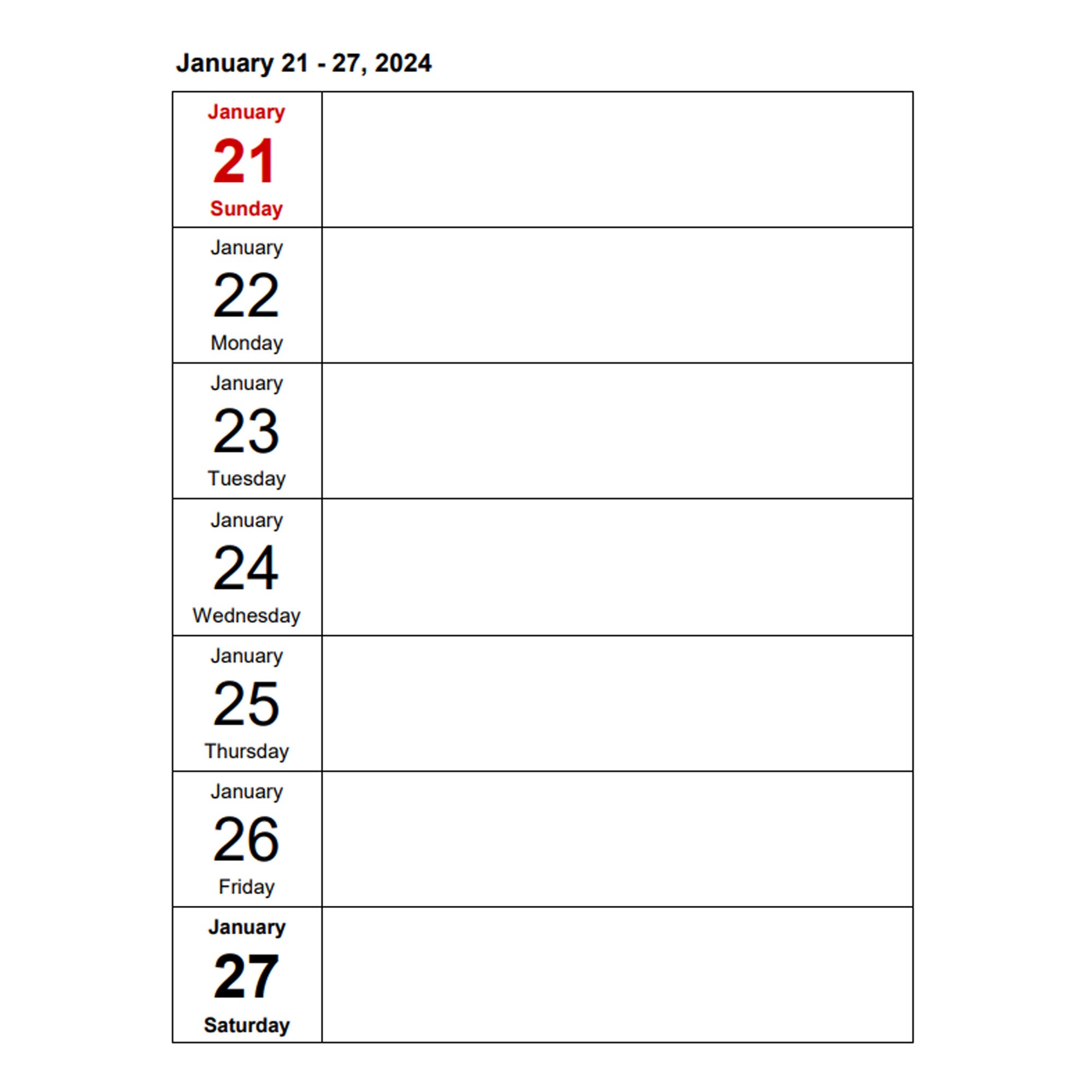Weekly Calendar 2025-2026 Portrait Days Vertically - 4