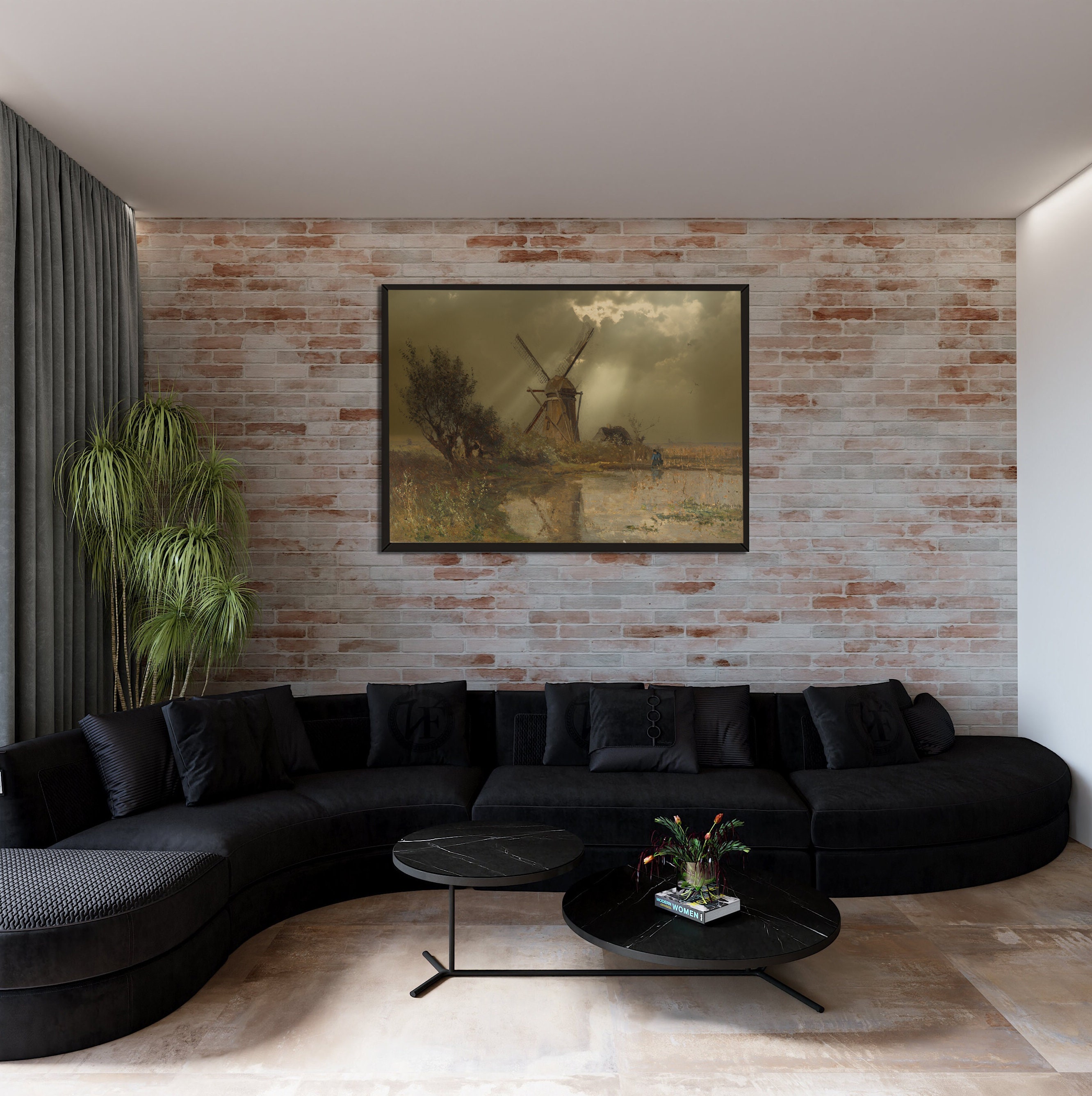 Windmill Art and Vintage Print, Embrace the Nostalgic Beauty of Dutch Landscape. - 4