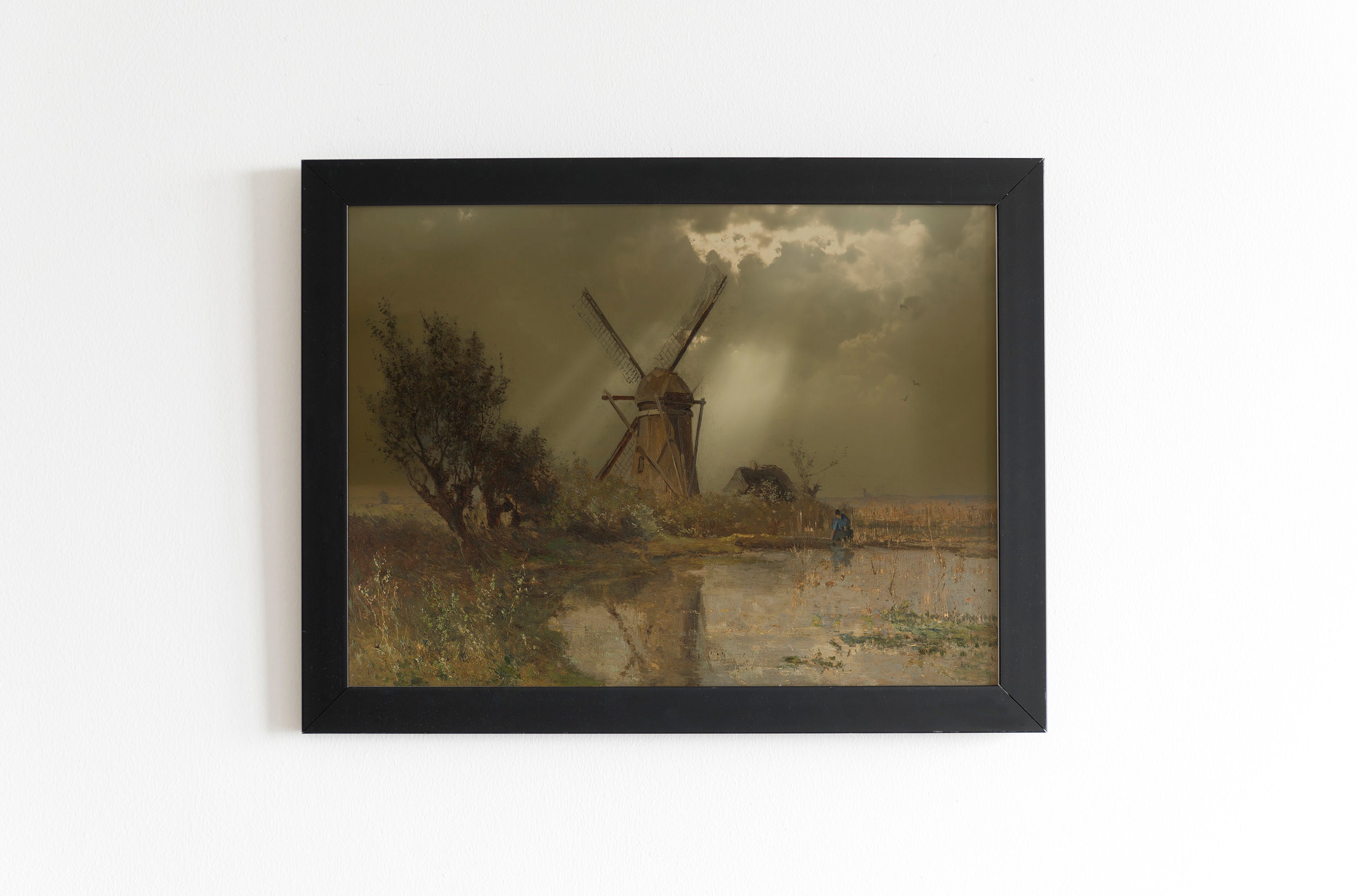Windmill Art and Vintage Print, Embrace the Nostalgic Beauty of Dutch Landscape. - 5